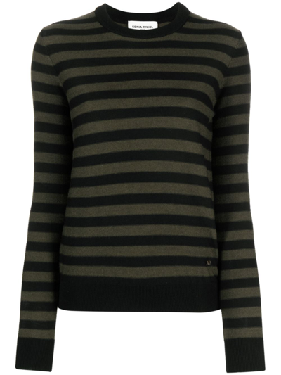 Sonia Rykiel Fine-knit Striped Jumper In Black
