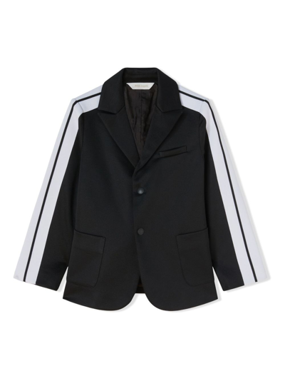 Palm Angels Kids' Two-tone Single-breasted Blazer In Black