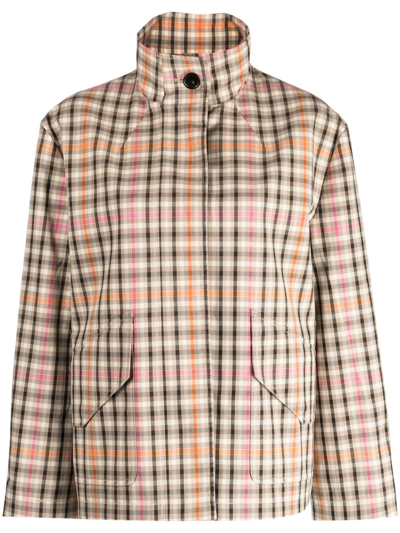Ps By Paul Smith Cocoon Checked Cargo Jacket In Grey