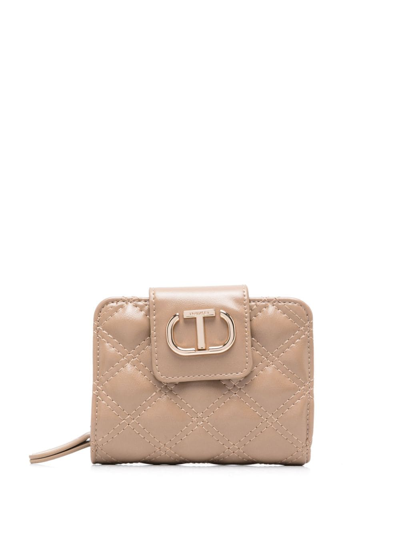 Twinset Logo-plaque Quilted Wallet In Brown