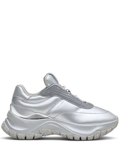 Marc Jacobs The Metallic Lazy Runner Trainers In Silver