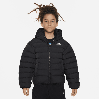 Nike Sportswear Lightweight Synthetic Fill Big Kids' Loose Hooded Jacket In Black