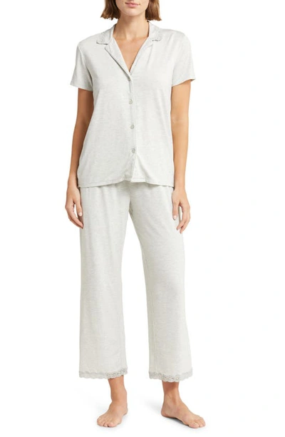 Natori Feathers Lace Trim Jersey Pyjamas In Pebble