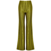 Galvan Nuage Pleated Satin Trousers In Olive
