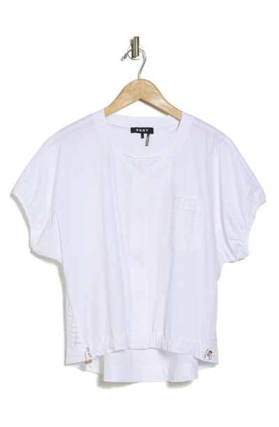 Dkny Puff-sleeve Cotton T-shirt In White