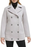 Kenneth Cole New York Double Breasted Felted Coat In Stone