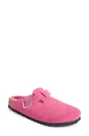 Birkenstock Boston Genuine Shearling Lined Clog In Fuchsia Tulip