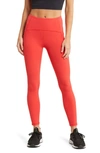 Zella Studio Luxe High Waist Pocket 7/8 Leggings In Red Cayenne