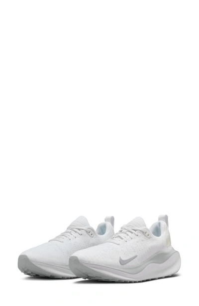 Nike React Infinity Run Flyknit 4 Running Shoe In White/ Silver/ Photon