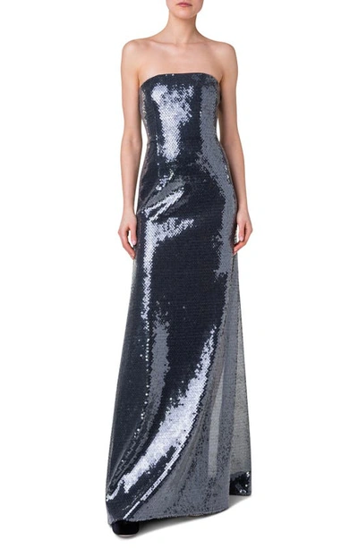 AKRIS SEQUIN STRAPLESS GOWN