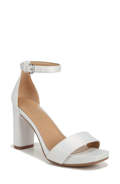 Naturalizer Joy Ankle Strap Sandal In Pearl White Satin Fabric