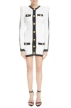 BALMAIN LONG SLEEVE COTTON TWEED DRESS