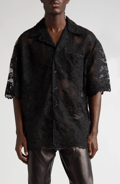 Simone Rocha Relaxed Lace Shirt In Black