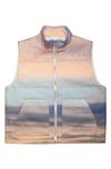Blue Sky Inn Sunrise Clouds Cotton Puffer Vest In Sunrise Sun
