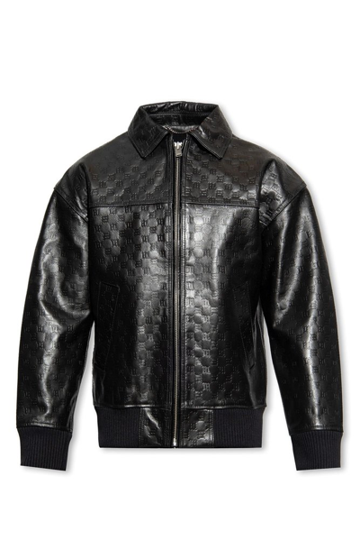 Misbhv Monogram-jacquard Leather Jacket In Black