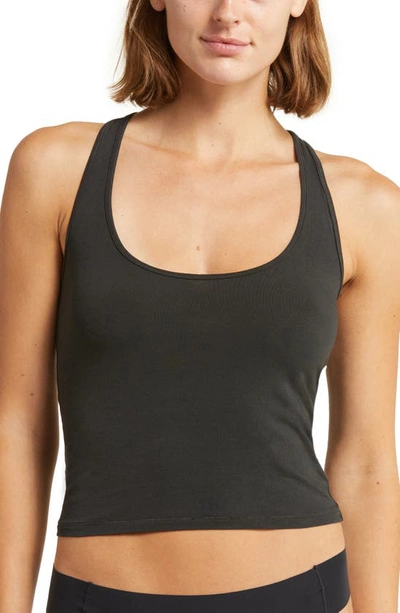 Skims Racerback Crop Tank Top In Washed Onyx
