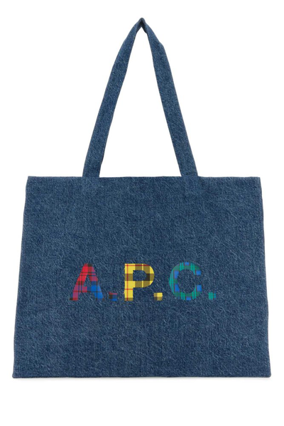 Apc A.p.c. Woman Denim Diane Shopping Bag In Blue