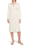 Vince Long Sleeve Shirtdress In Pale Sand