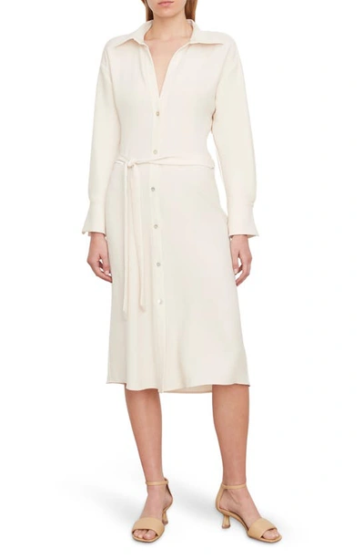 Vince Long Sleeve Shirtdress In Pale Sand