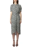 Zadig & Voltaire Rima Crepe Floral-print Shirtdress In Vanille