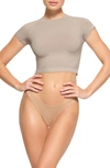 Skims Raglan Crop T-shirt In Stone