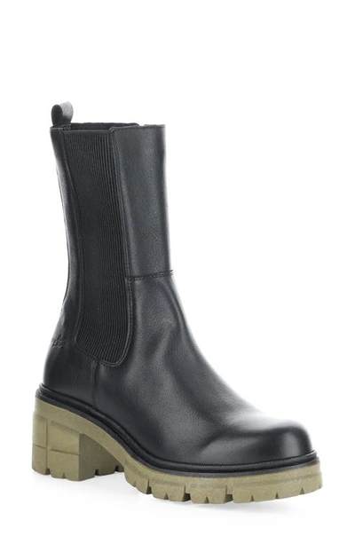 Bos. & Co. Brunas Waterproof Chelsea Boot In Black/ Khaki Feel/ Elastic