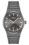Hugo Boss Gray Stainless Steel Watch In Grey