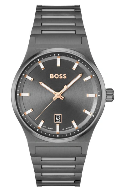 Hugo Boss Boss Men's Candor Quartz Basic Calendar Ionic Plated Grey Steel Watch 41mm