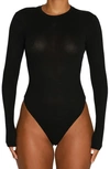 Naked Wardrobe Ribbed Effect Bodysuit In Black