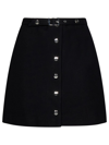 Etro Belted Virgin Wool Miniskirt In Black