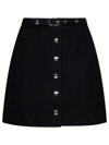 Etro Wool & Viscose Twill Belted Mini Skirt In Black