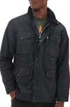 Barbour Sapper Wax Jacket In Black/black Slate