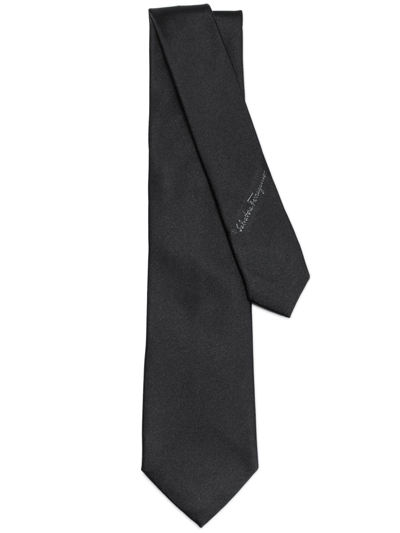 Ferragamo Patterned-jacquard Silk Tie In Black