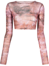 JEAN PAUL GAULTIER X KNWLS GRAPHIC-PRINT CROPPED TOP
