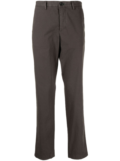 Ps By Paul Smith Zebra-embroidered Twill Straight-leg Trousers In Grey