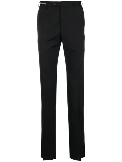 Corneliani Slim-cut Virgin-wool Trousers In Black