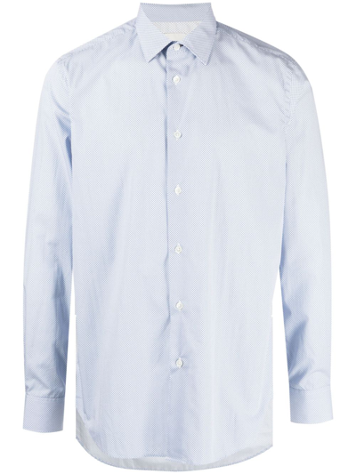 Paul Smith Textured Cotton Shirt In Blue