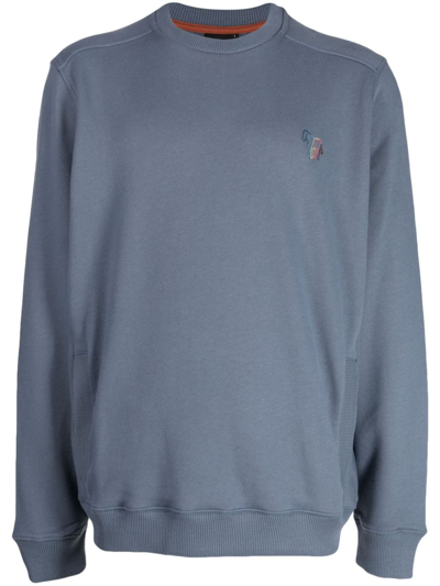 Ps By Paul Smith Logo-embroidered Organic Cotton Sweatshirt In Blue
