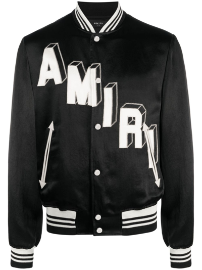 Amiri Logo-embroidered Varsity Jacket In Black