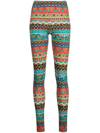 La Doublej Giza-print Long Leggings In Giza Turquoise