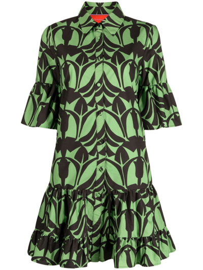 La Doublej Choux Dress In Patterned Green