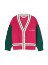 Palm Angels Bear-print Colour-block Cardigan In Pink