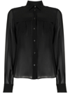 ASPESI SEMI-SHEER CONSTRUCTION SILK BLOUSE