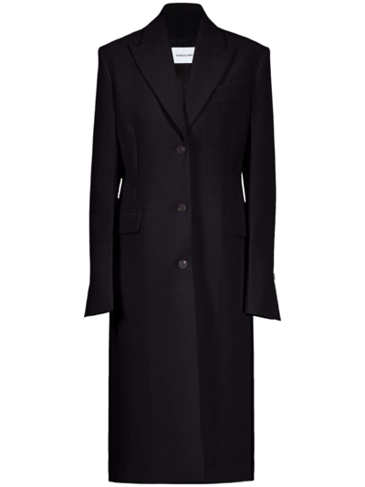 Ferragamo Single Breasted Coat In Black
