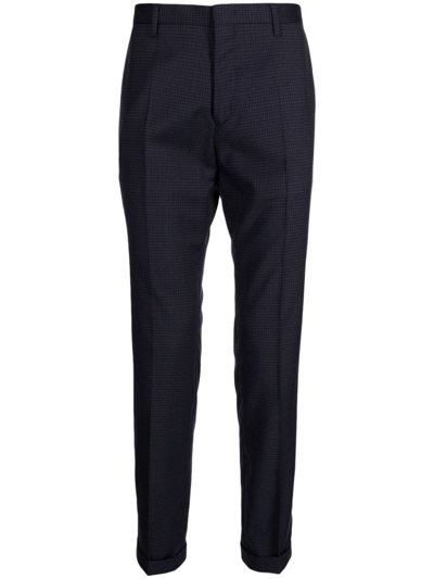 Paul Smith Checkered Wool Tailored Trousers In Blue