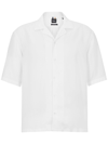 Hugo Boss Regular-fit Short-sleeved Shirt With Camp Collar In White