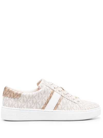 Michael Michael Kors Monogram-print Round-toe Trainers In Neutrals