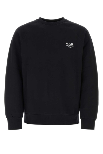 Apc Milton Cotton Sweatshirt In Lzz Black