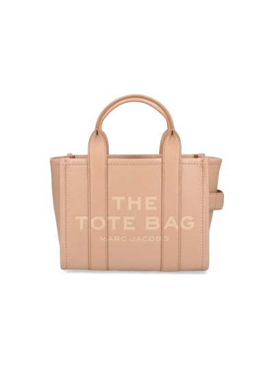 Marc Jacobs Logo Embossed Mini Tote Bag In Beige