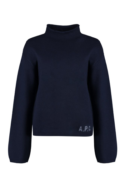 Apc A.p.c. Funnel Neck Knitted Jumper In Navy